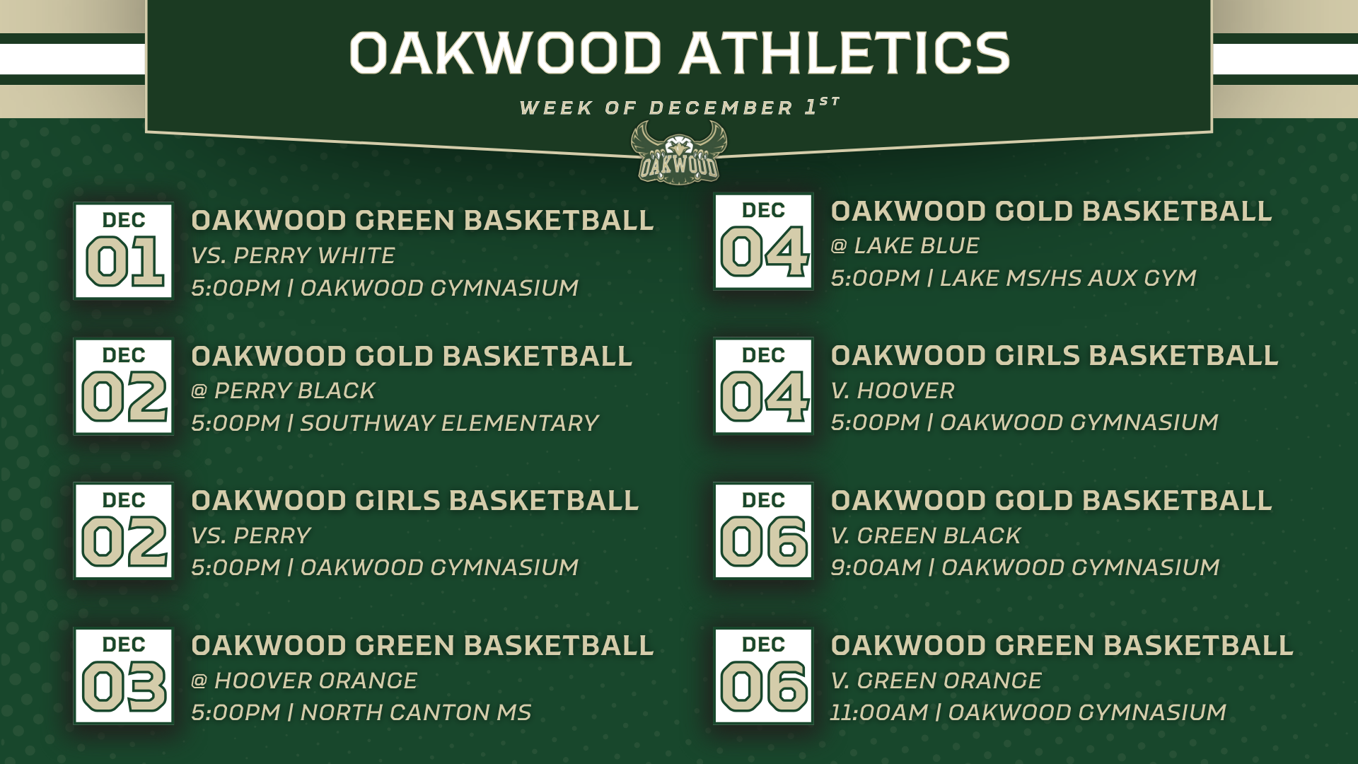 Oakwood Athletics Website Graphics 1920 Px X 1080 Px 1